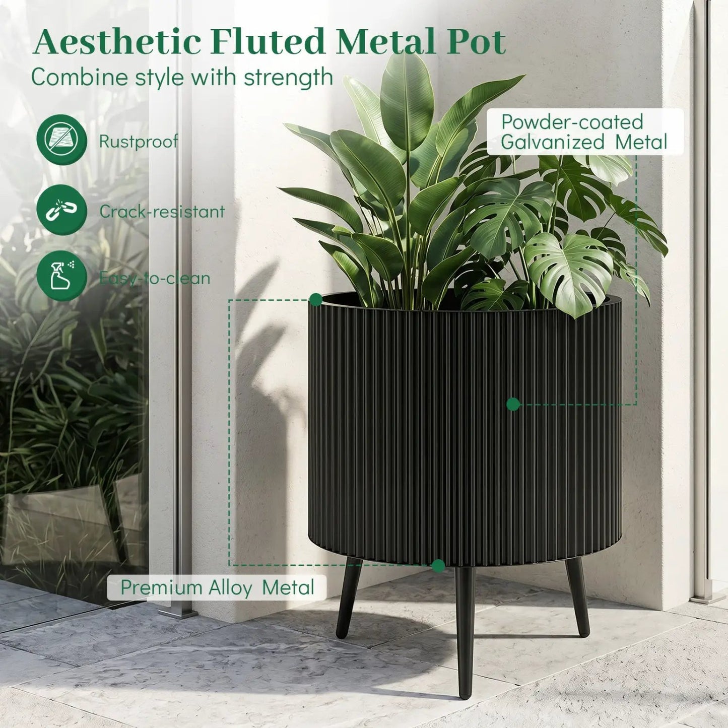 20-Inch Raised Metal Planter With Stand Legs