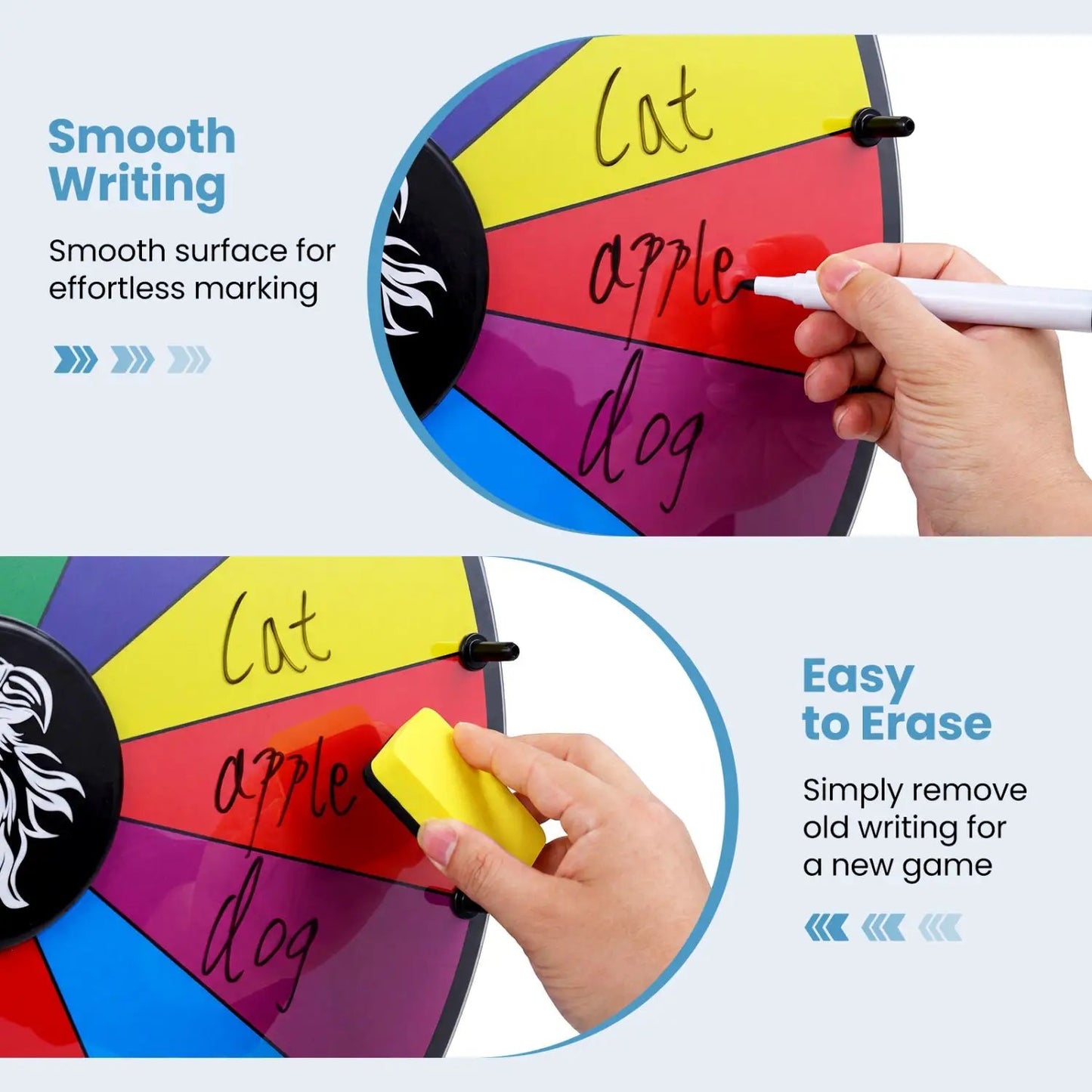 Spin Wheel with 14 Slots and Blackboard Marker