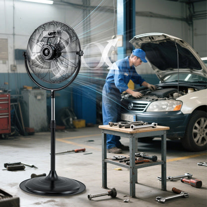 Ventilador de Pedestal de Alta Velocidad de 18 Pulgadas con 3 Velocidades y Altura Ajustable - Negro