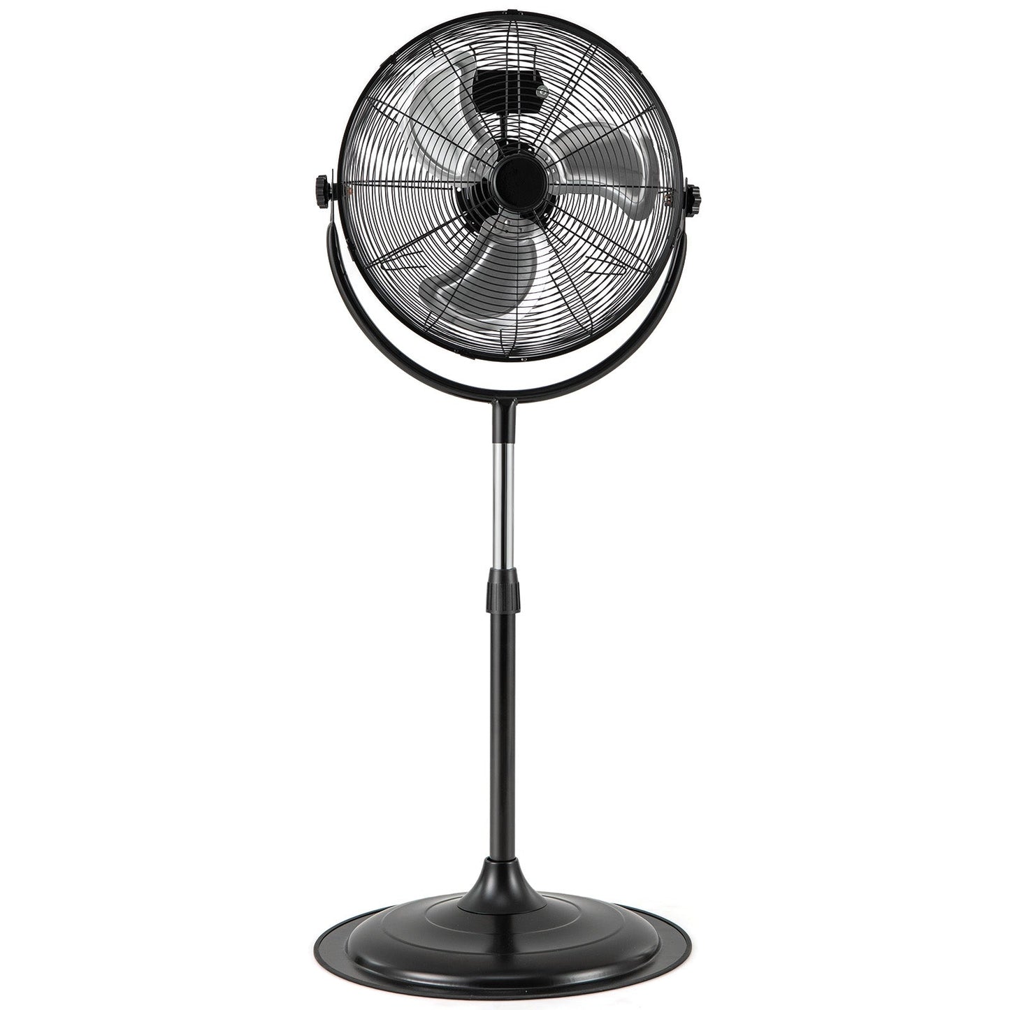 Ventilador de Pedestal de Alta Velocidad de 18 Pulgadas con 3 Velocidades y Altura Ajustable - Negro