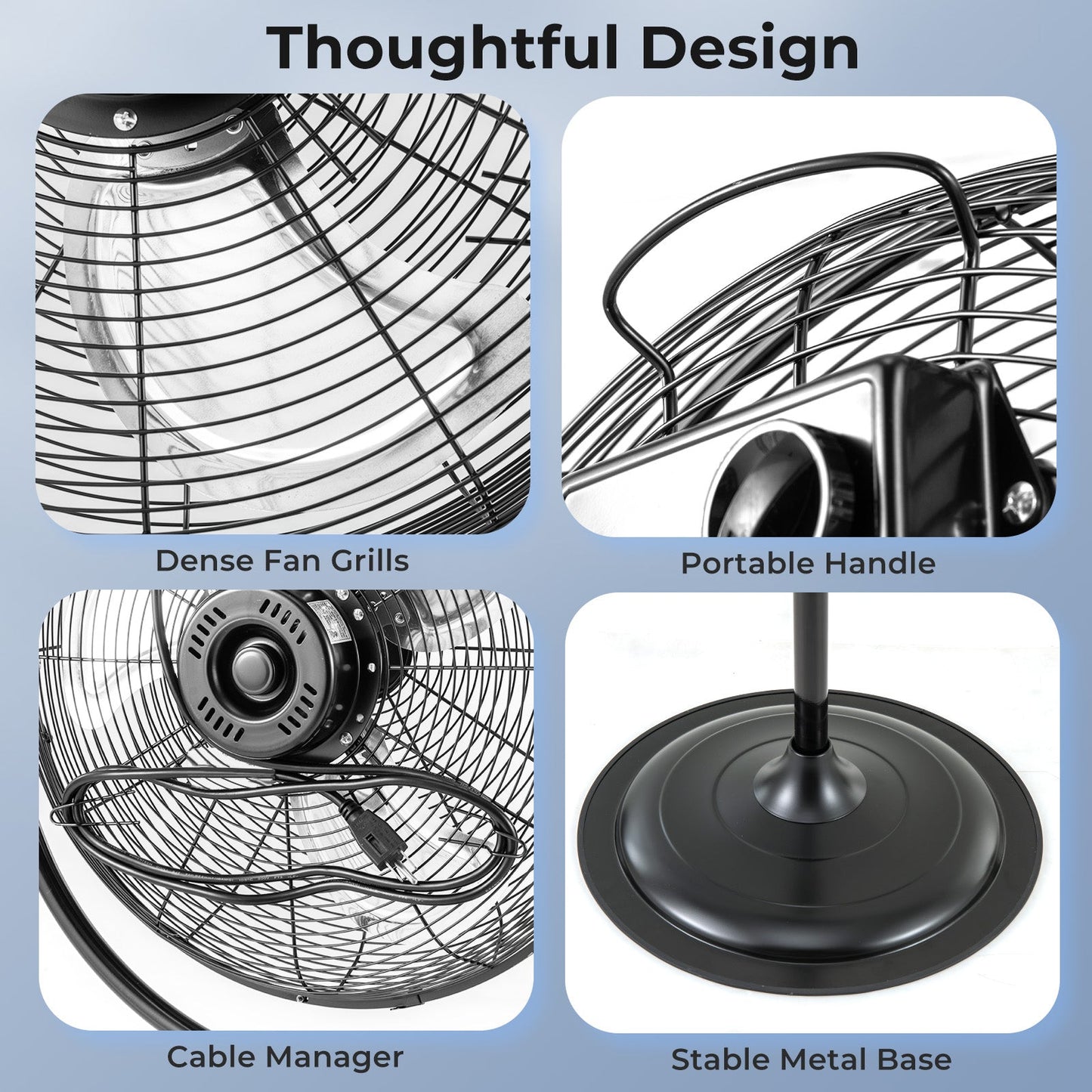 Ventilador de Pedestal de Alta Velocidad de 18 Pulgadas con 3 Velocidades y Altura Ajustable - Negro