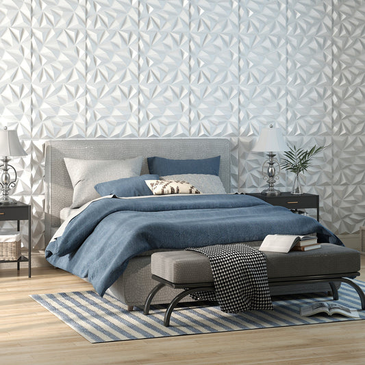 20-Pack 3D Wall Panels with Decorative Diamond Patterns-White - Tampa Home & Garden Store