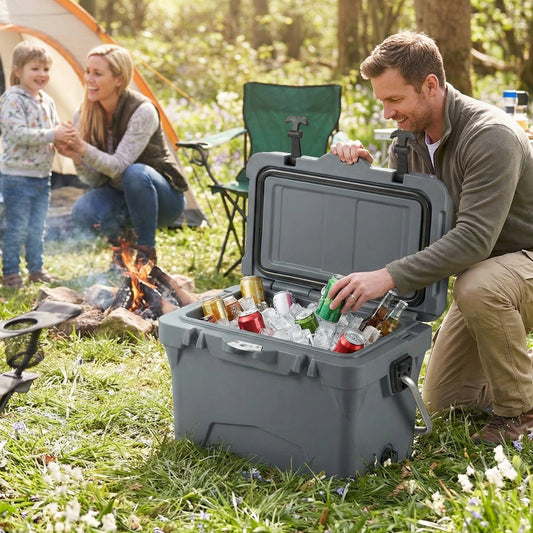 GemGear 20 Quart portable hard cooler with built-in ruler and bottle, gray on Tampa Home & Garden Store