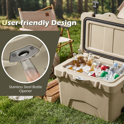20 Quart Portable Hard Cooler with Built-in Ruler and Bottle