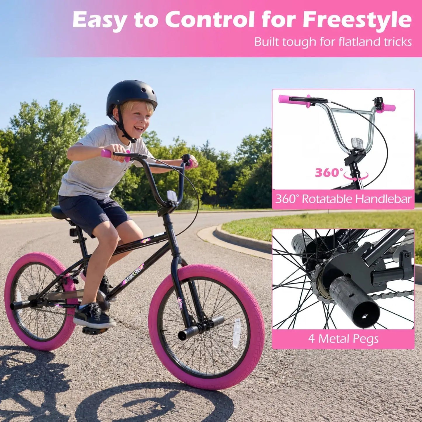 20 Inch Trick Bike with 360 Steering for Kids