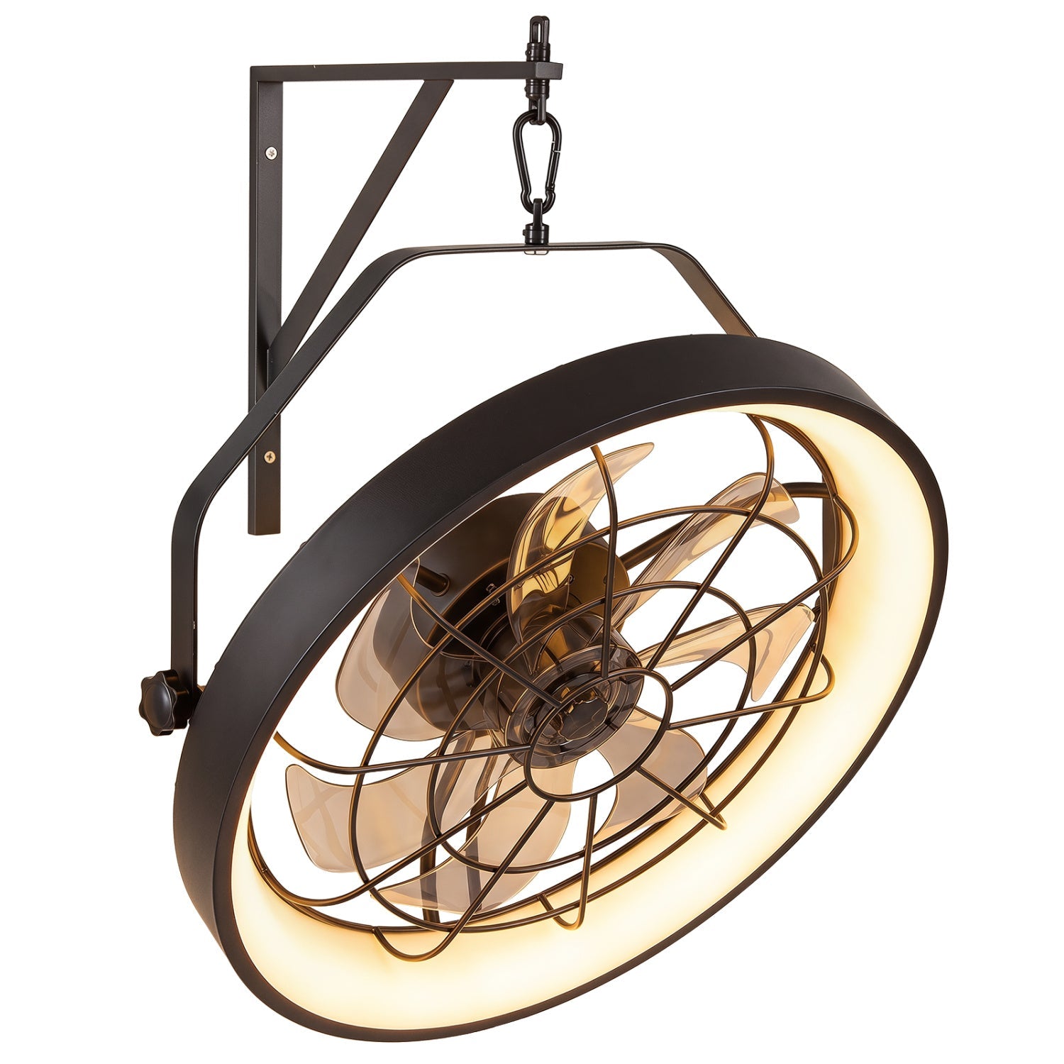 20in DirectDeals wall mounted ceiling fan with dimmable LED ring light and timer, dark bronze on Tampa Home & Garden Store
