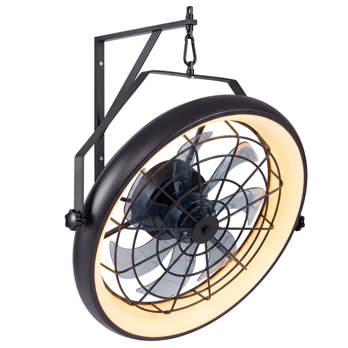 DirectDeals 20in black wall-mounted fan with dimmable LED ring light and remote for indoor use on Tampa Home & Garden Store