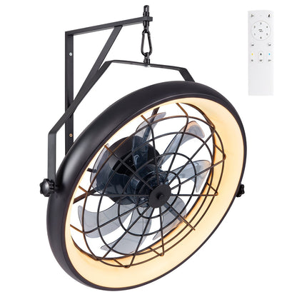 20in wall-mounted black fan with dimmable LED ring light and remote DirectDeals on Tampa Home & Garden Store