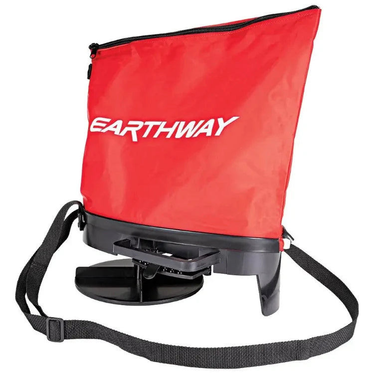 Earthway over shoulder bag spreader red bag with black base strap Rivendell Distribution on Tampa Home & Garden Store
