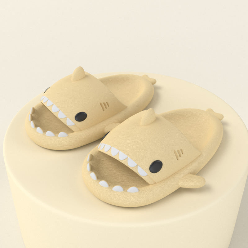 Shark-shaped beige slides for men and women open-toe beach sandals Stevvex pair on Tampa Home & Garden Store