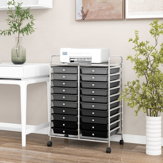 20 Drawers Rolling Storage Cart Studio Organizer-Black & Gray - Tampa Home & Garden Store