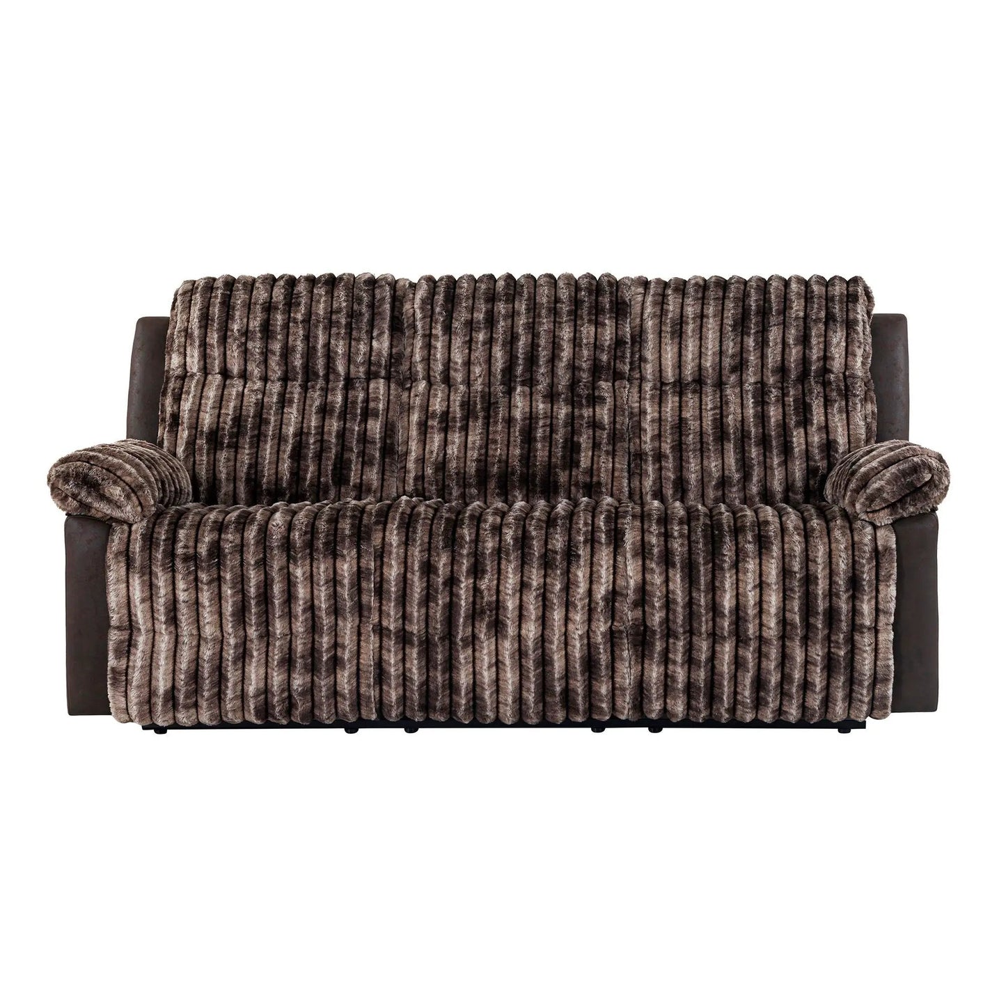 Brenda reclining sofa with manual recline, plush brown faux fur cover, Unique Piece Furniture on Tampa Home & Garden Store