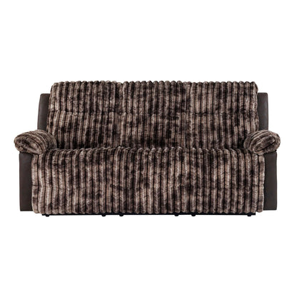 Brenda reclining sofa with manual recline, plush brown faux fur cover, Unique Piece Furniture on Tampa Home & Garden Store