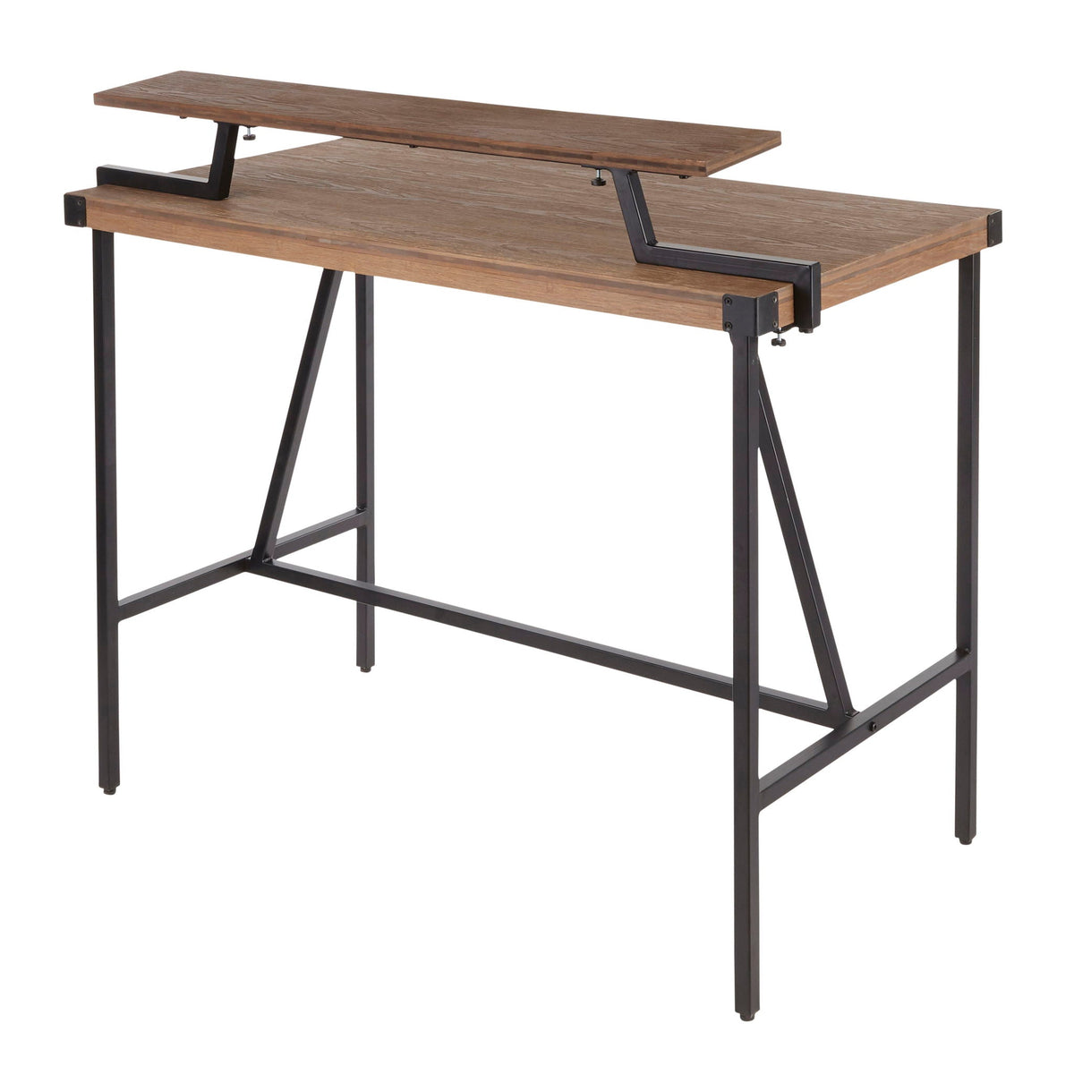 Industrial counter table with black metal frame, dark brown wood top, lift-top by HouseOfZazla on Tampa Home & Garden Store