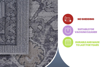 Area rug Marfi Trendy Oriental Rug by Unique Piece Furniture with navy border on Tampa Home & Garden Store
