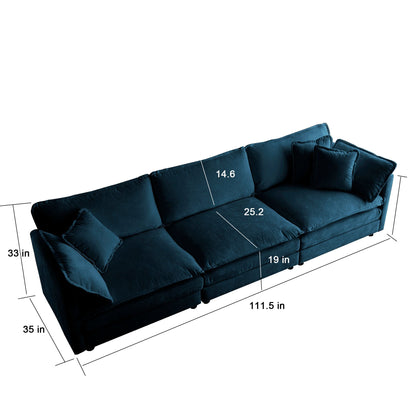 2-Piece Upholstered Sectional Sofa Set in Blue Chenille by HouseOfZazla, blue chenille living room sofa on Tampa Home & Garden Store