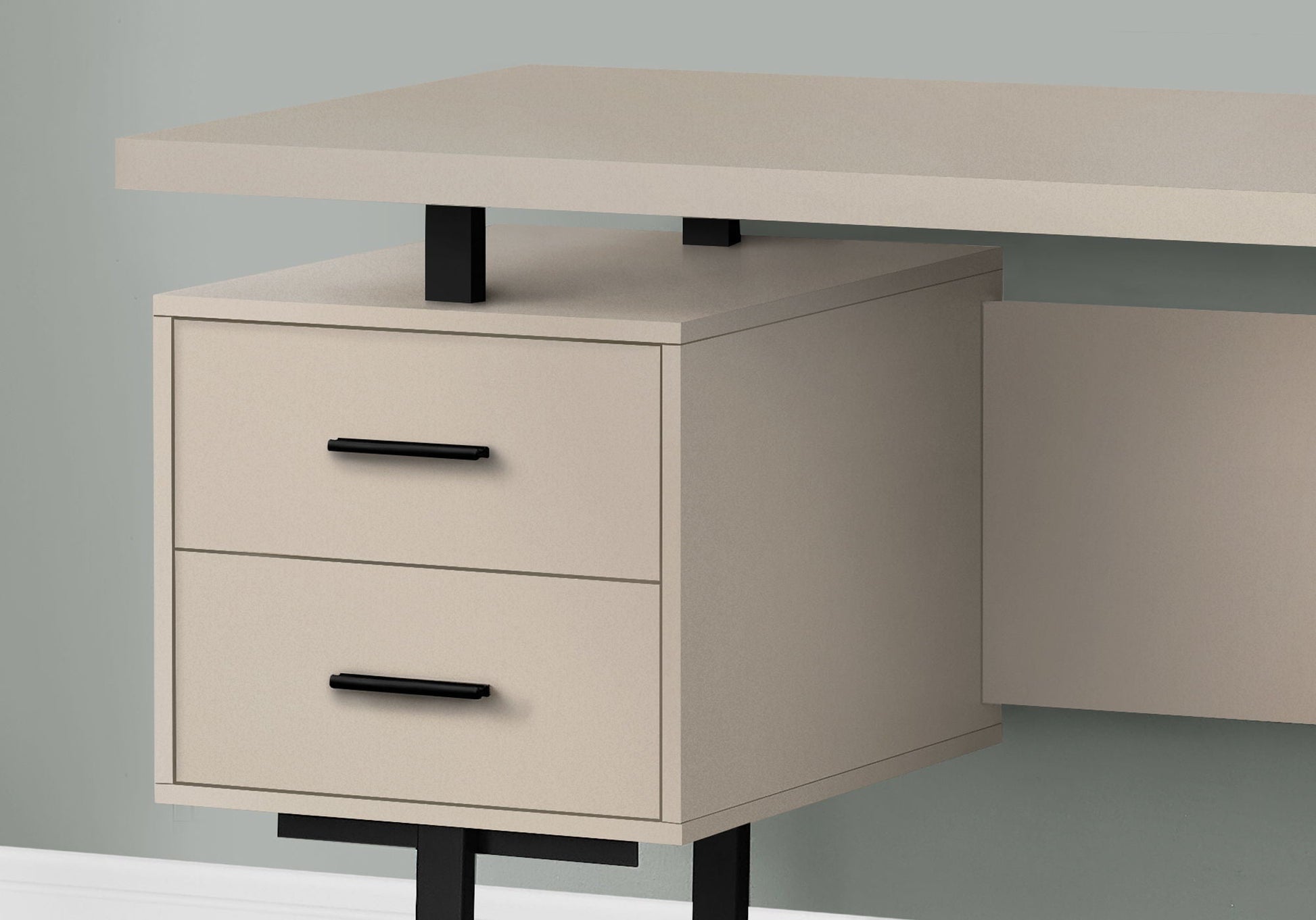 Computer Desk For Home Office With Storage Drawers, beige finish, black drawer handles and legs on Tampa Home & Garden Store