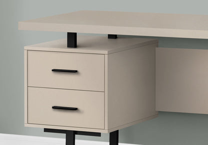 Computer Desk For Home Office With Storage Drawers, beige finish, black drawer handles and legs on Tampa Home & Garden Store