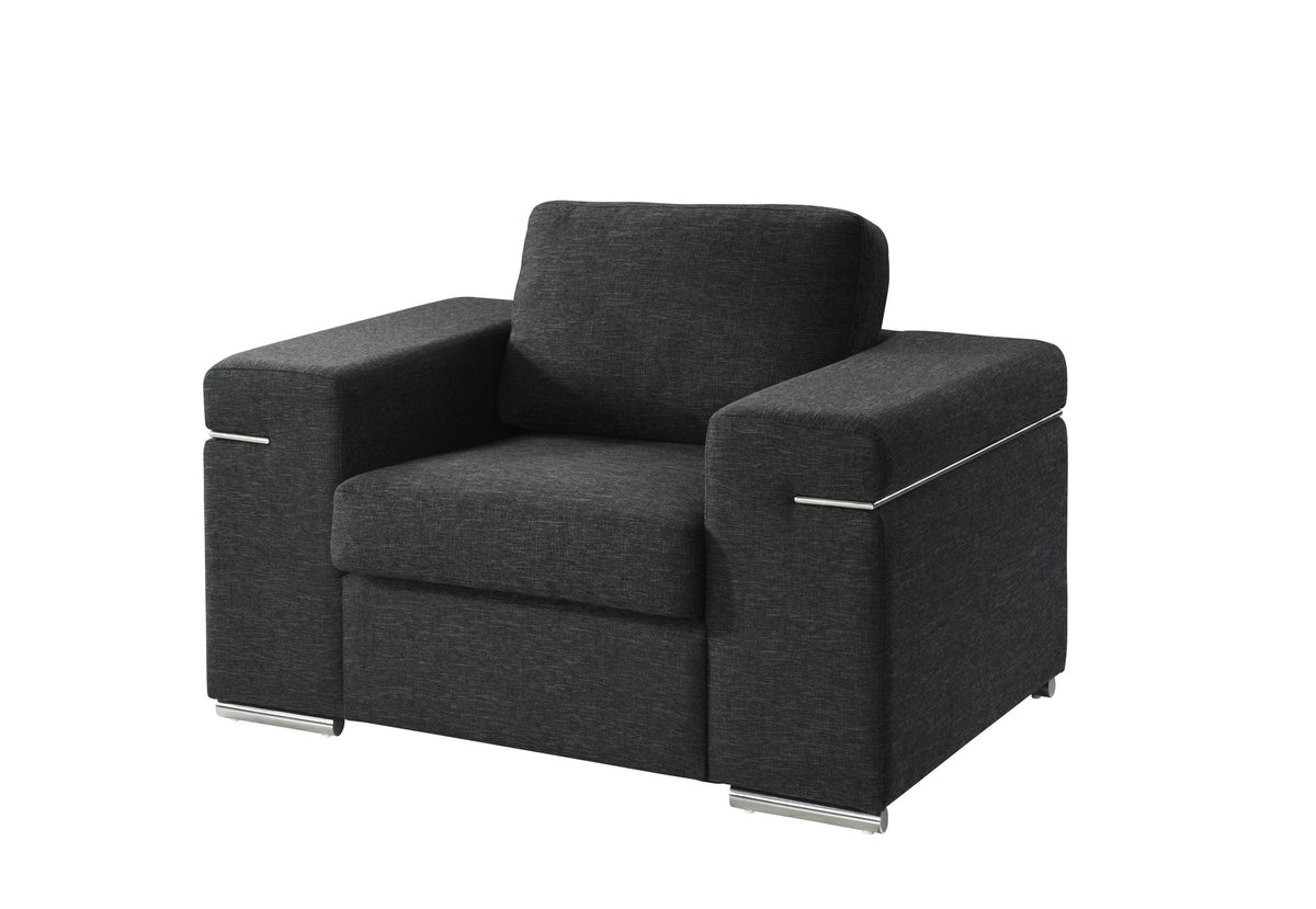 Fabric Arm Chair with oversized arms in charcoal gray fabric and metal accents by HouseOfZazla on Tampa Home & Garden Store