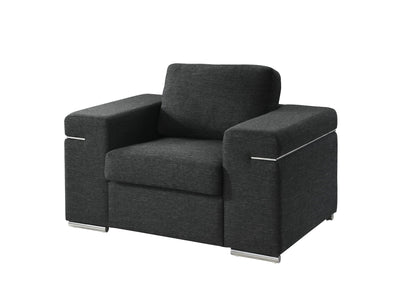 Fabric Arm Chair with oversized arms in charcoal gray fabric and metal accents by HouseOfZazla on Tampa Home & Garden Store