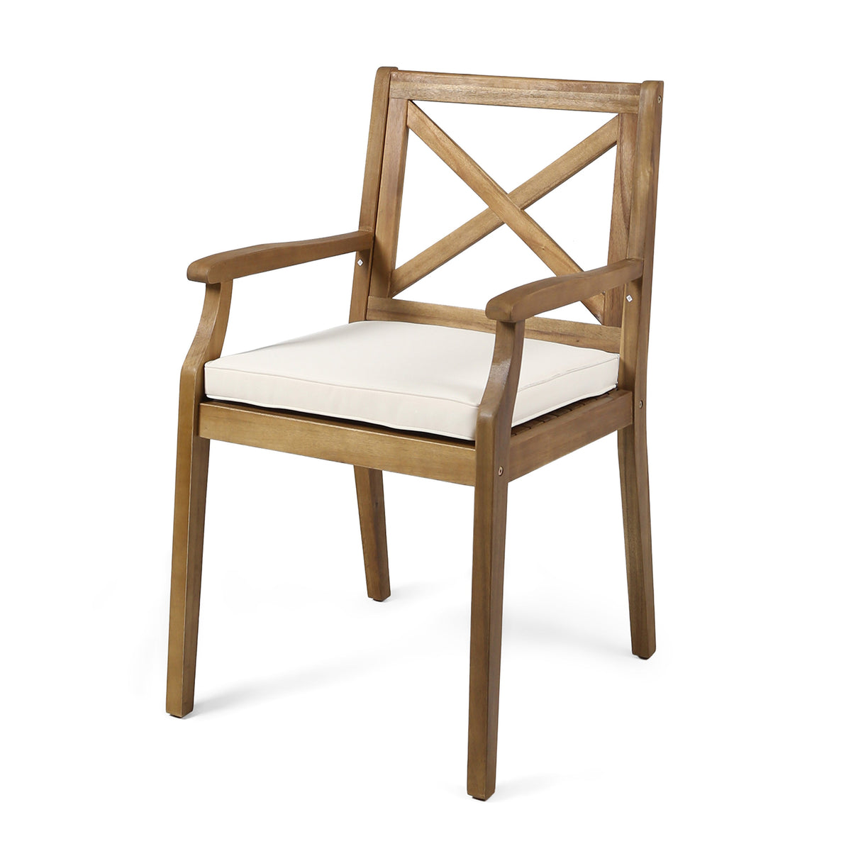 Perla dining chair with cream cushion, wooden outdoor chair by HouseOfZazla on Tampa Home & Garden Store