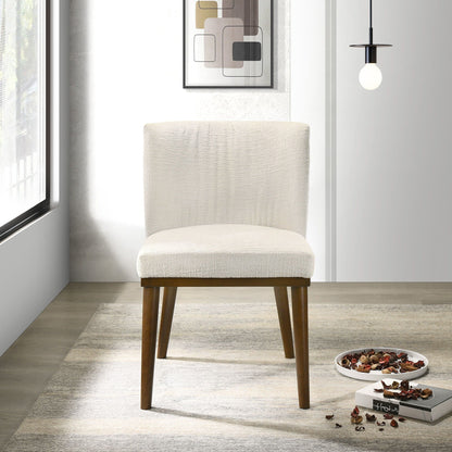 Mid-Century Dining Chair Set of 2 with solid wood frame and beige fabric upholstery on Tampa Home & Garden Store
