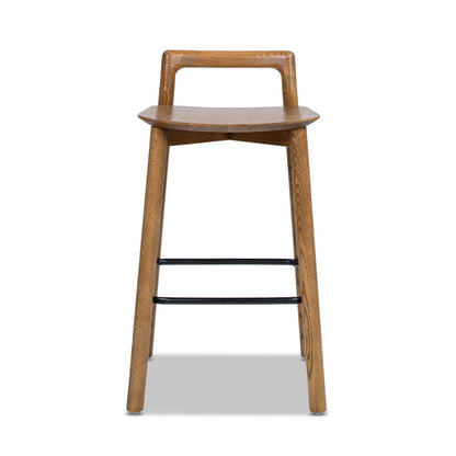 HouseOfZazla Counter Stool ash walnut curved seat with black footrest 24–27in Tampa Store on Tampa Home & Garden Store