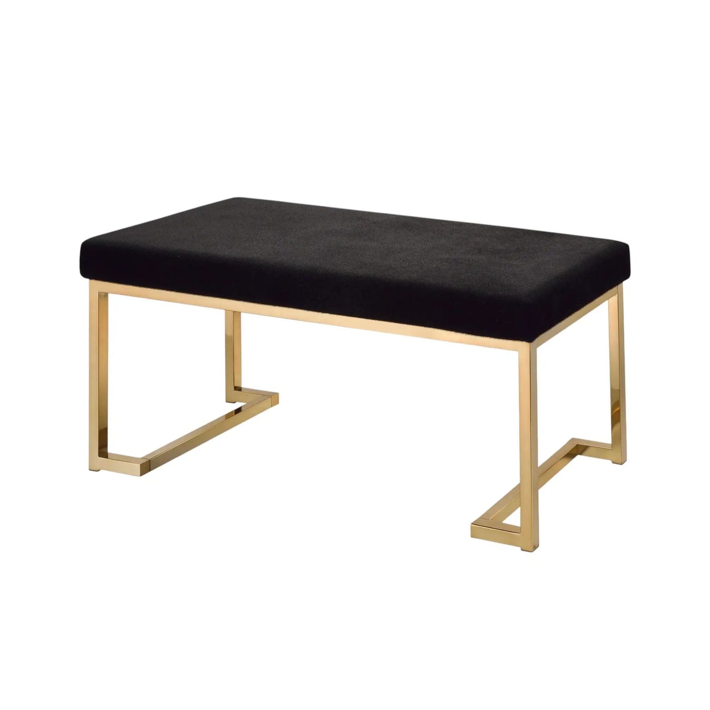 Boice bench black upholstered seat with brushed gold metal frame on Tampa Home & Garden Store