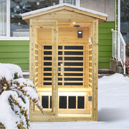 Two Person Far Infrared Old Fir Outdoor Sauna Room in natural wood finish by HouseOfZazla on Tampa Home & Garden Store