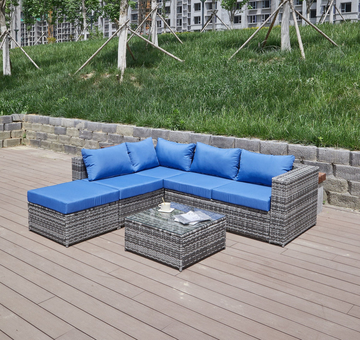 Stylish Outdoor Patio Sofa and Thick Cushion Set