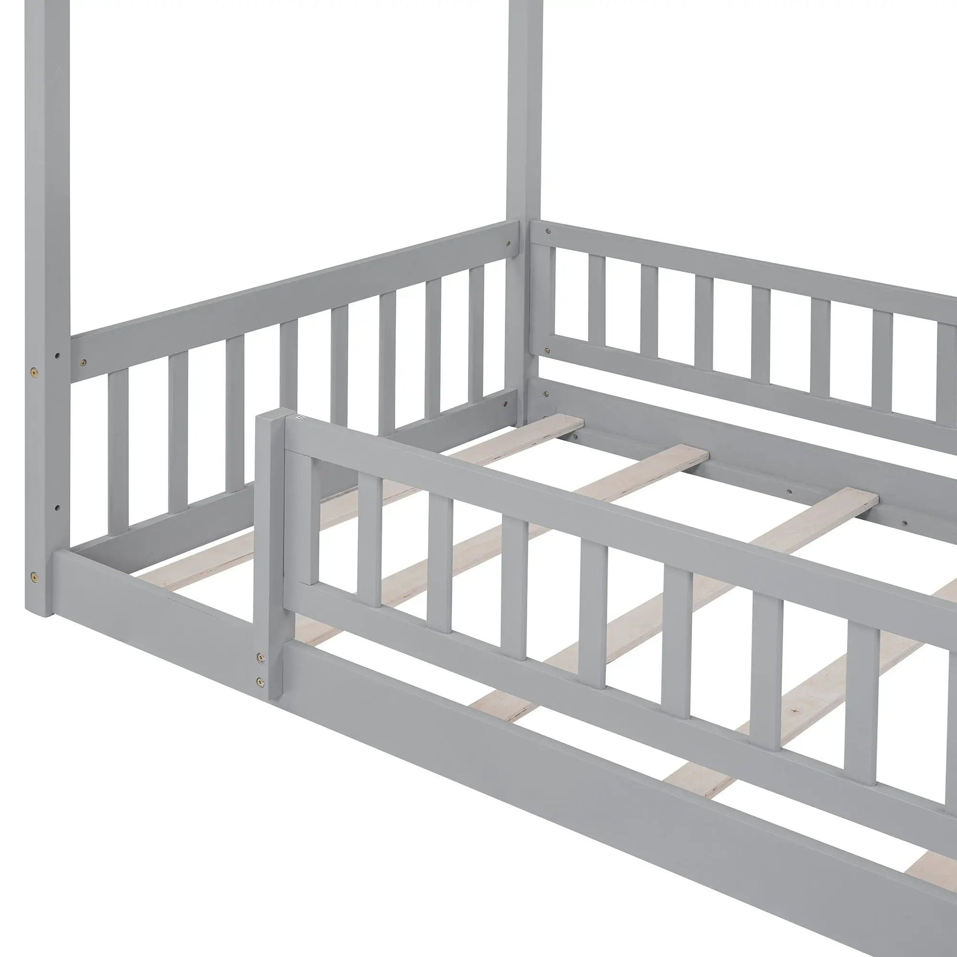 Bed House Bed Frame With Fence canopy bed in gray wood by Unique Piece Furniture on Tampa Home & Garden Store