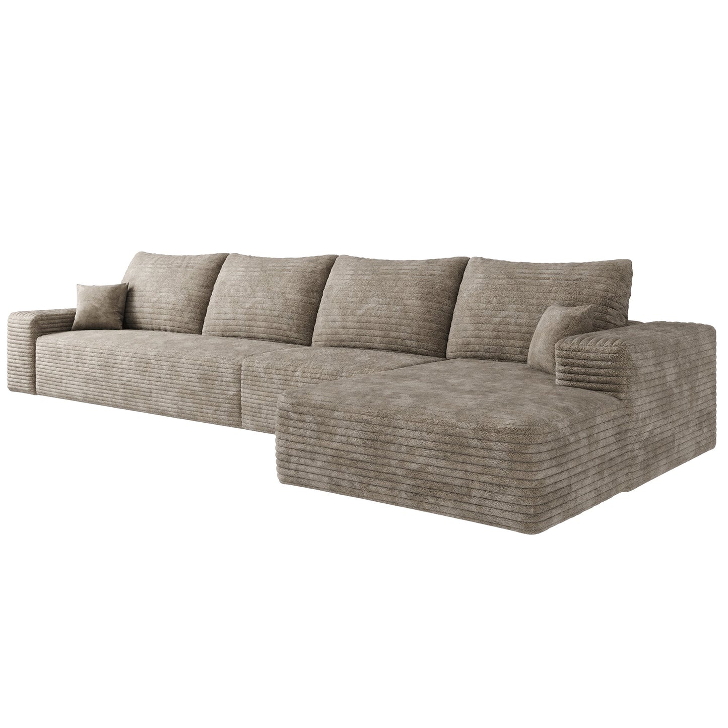 134-inch cloud sectional sofa with L-shaped chaise in taupe corduroy upholstery on Tampa Home & Garden Store
