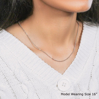 18k white gold diamond-cut cable link necklace, 1.4 mm, delicate chain on Tampa Home & Garden Store