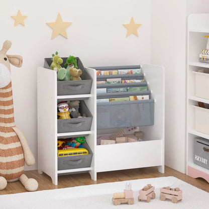 Bookshelf and toy organizer white 4-tier with 3 collapsible drawers Unique Piece Furniture on Tampa Home & Garden Store