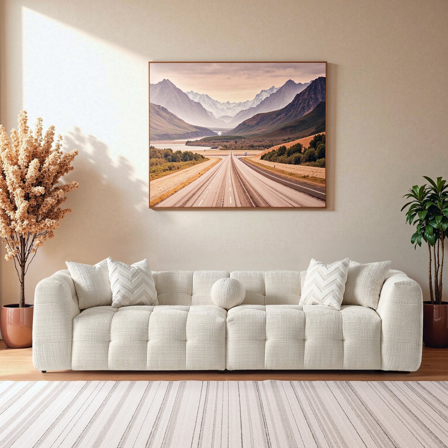 Alana Tufted Modular Sectional Sofa beige fabric with tufted cushions HouseOfZazla on Tampa Home & Garden Store