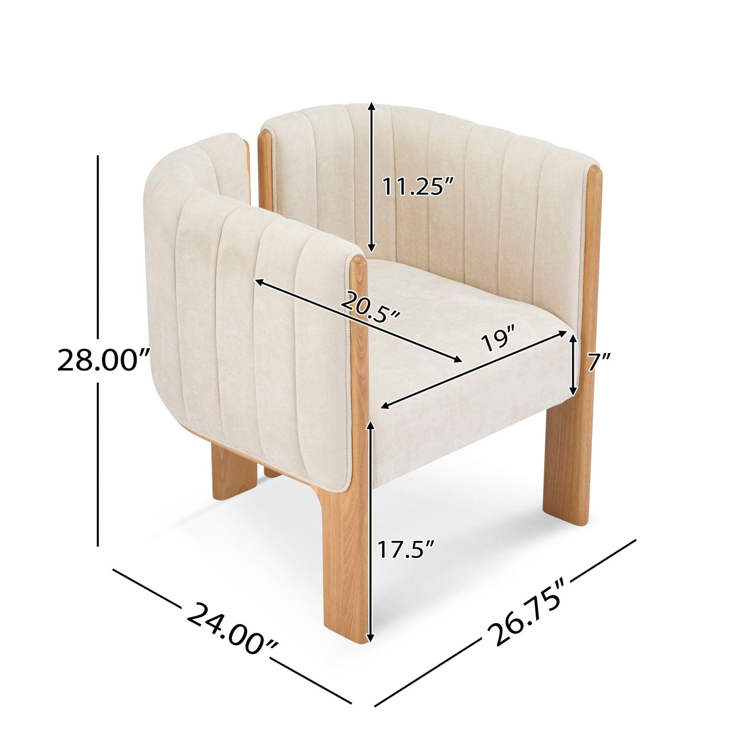 HouseOfZazla Comfort Stylish Seating Dining Chair Set beige fabric with wood legs on Tampa Home & Garden Store