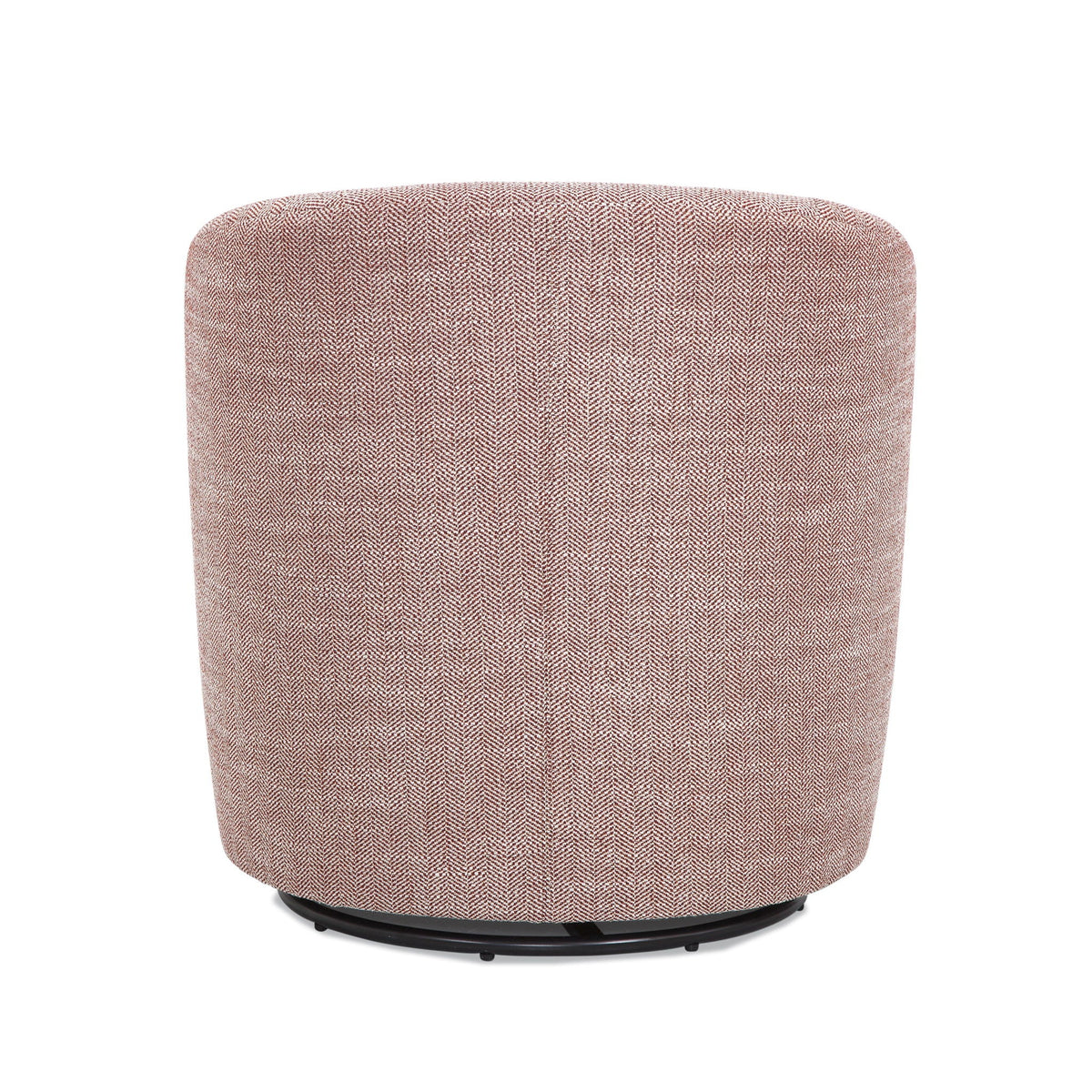 Lainey Swivel Barrel Chair red-brown herringbone upholstery atop a black 360° swivel base on Tampa Home & Garden Store