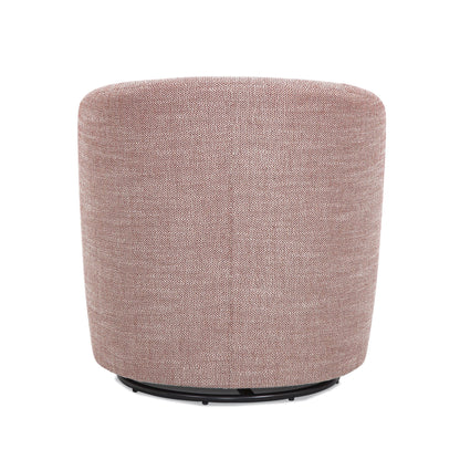 Lainey Swivel Barrel Chair red-brown herringbone upholstery atop a black 360° swivel base on Tampa Home & Garden Store