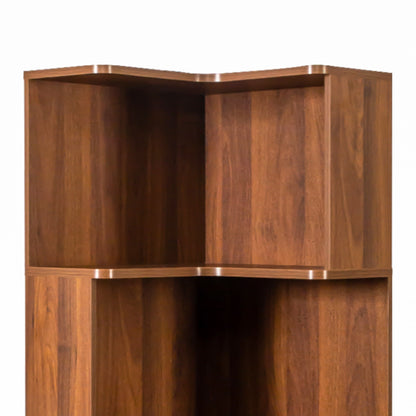 Corner Book Shelf - 5 Tier Corner Bookshelf in warm walnut wood by HouseOfZazla etagere on Tampa Home & Garden Store