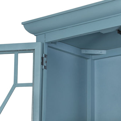 Solid Acacia Wood Accent Cabinet with Glass Doors in blue finish, HouseOfZazla accent cabinet on Tampa Home & Garden Store