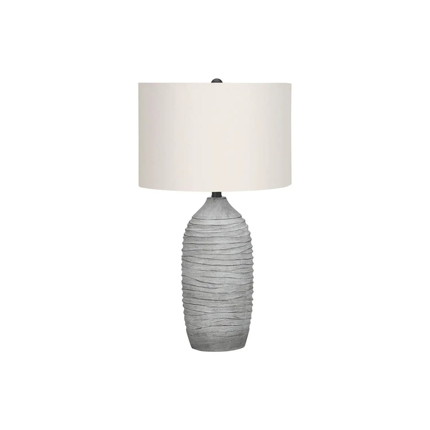 Table lamp with a gray textured resin base and cream fabric shade by Unique Piece Furniture on Tampa Home & Garden Store