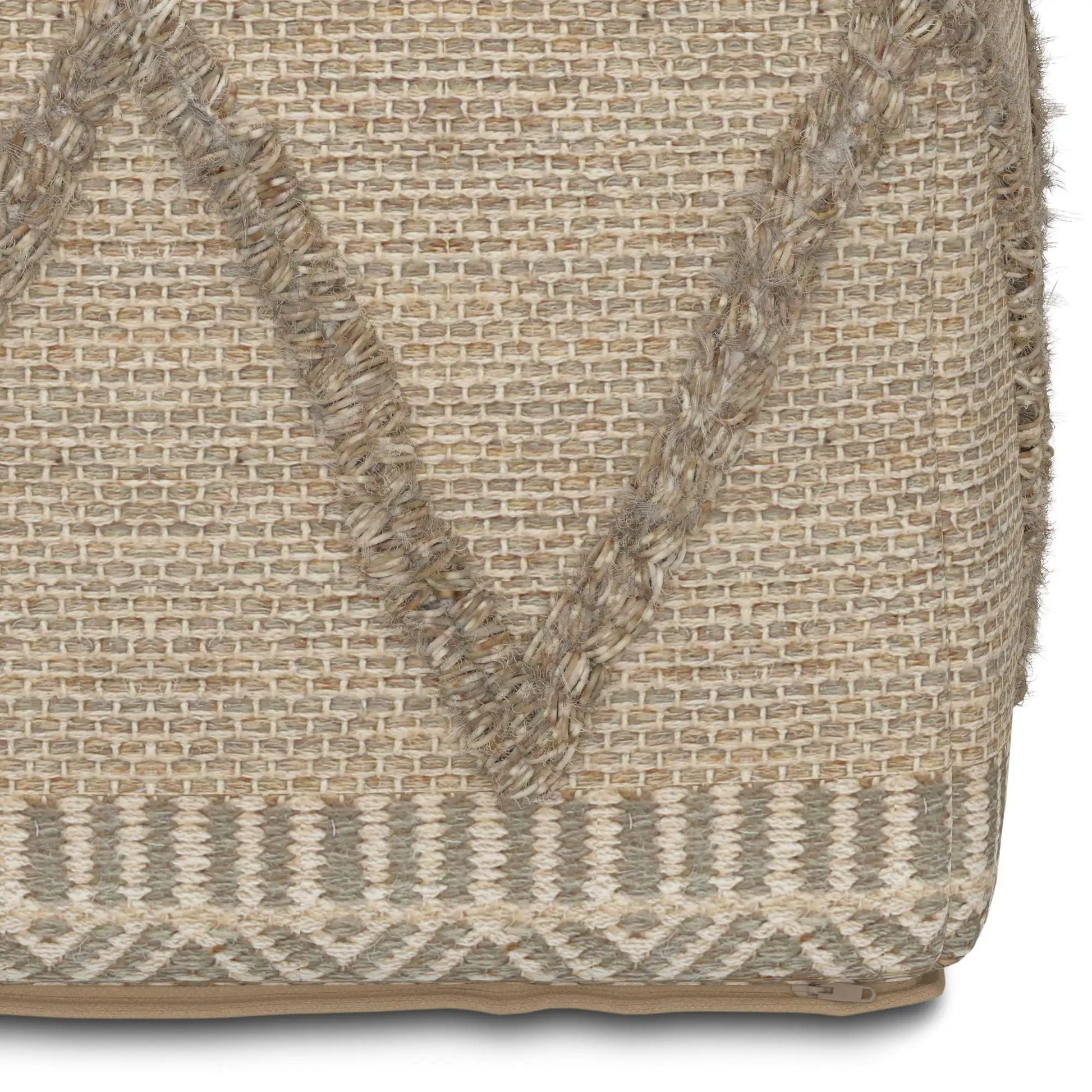 Sweeney Upholstered Square Pouf jute weave with base zipper on Tampa Home & Garden Store