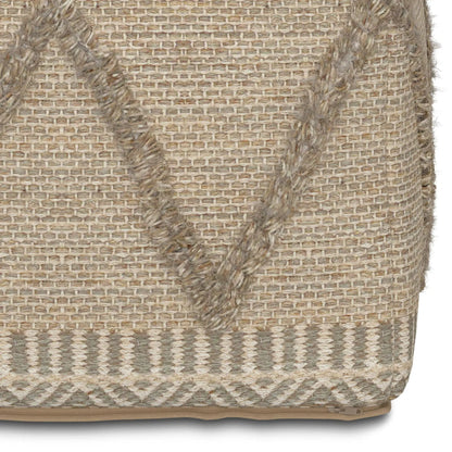 Sweeney Upholstered Square Pouf jute weave with base zipper on Tampa Home & Garden Store