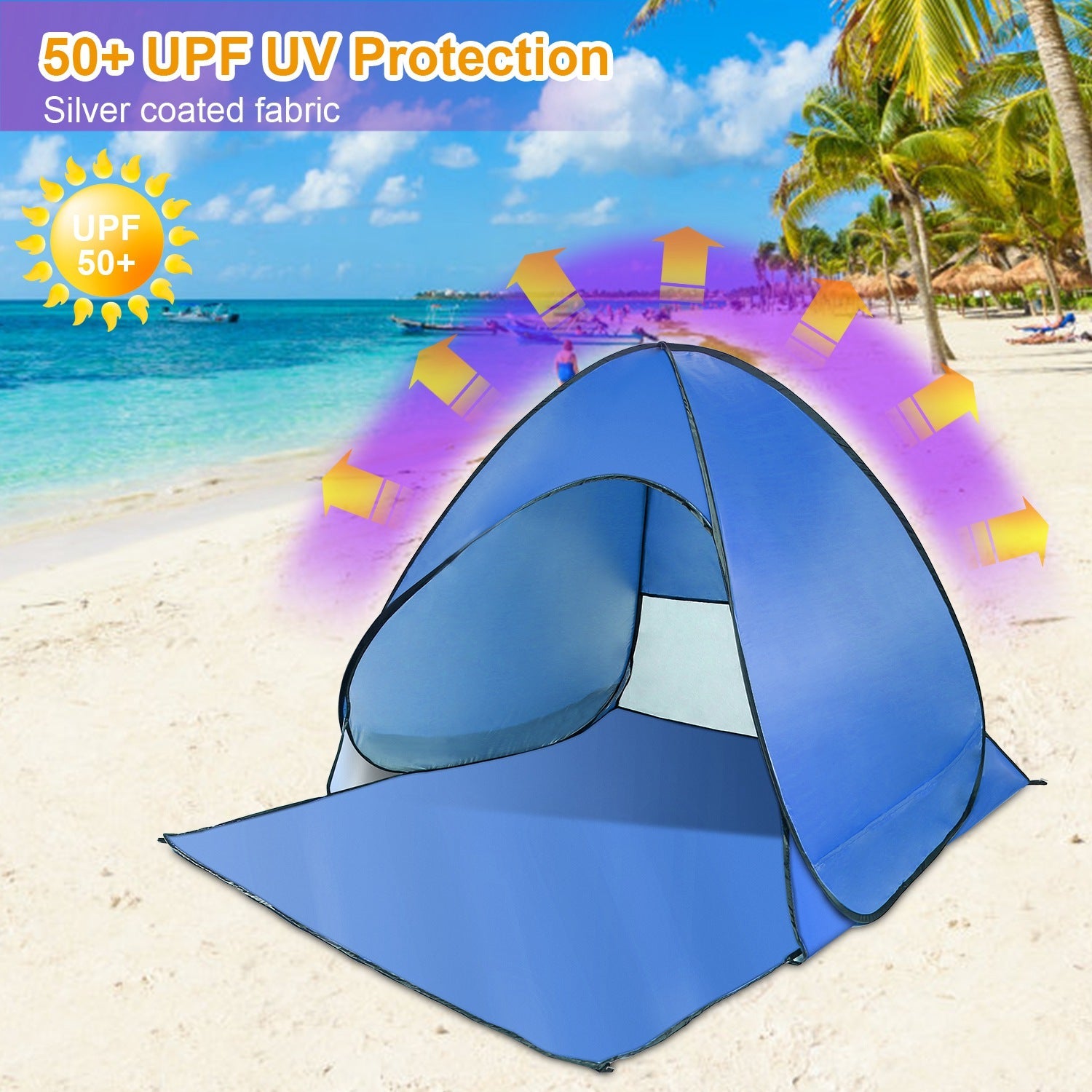 GemGear pop-up beach tent blue sun shade shelter 2-3 person UV protection waterproof canopy on Tampa Home & Garden Store