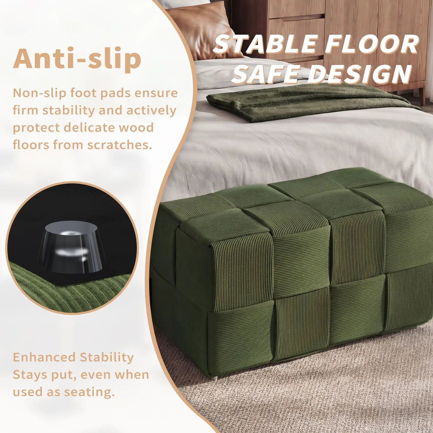 Modern Ottoman Foot Rest with Woven Design