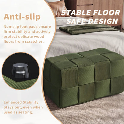 Modern Ottoman Foot Rest with Woven Design