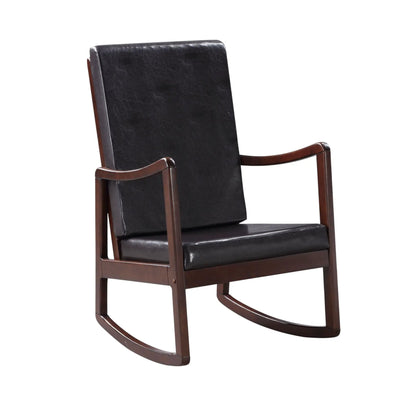 Raina Synthetic Leather Rocking Chair Espresso