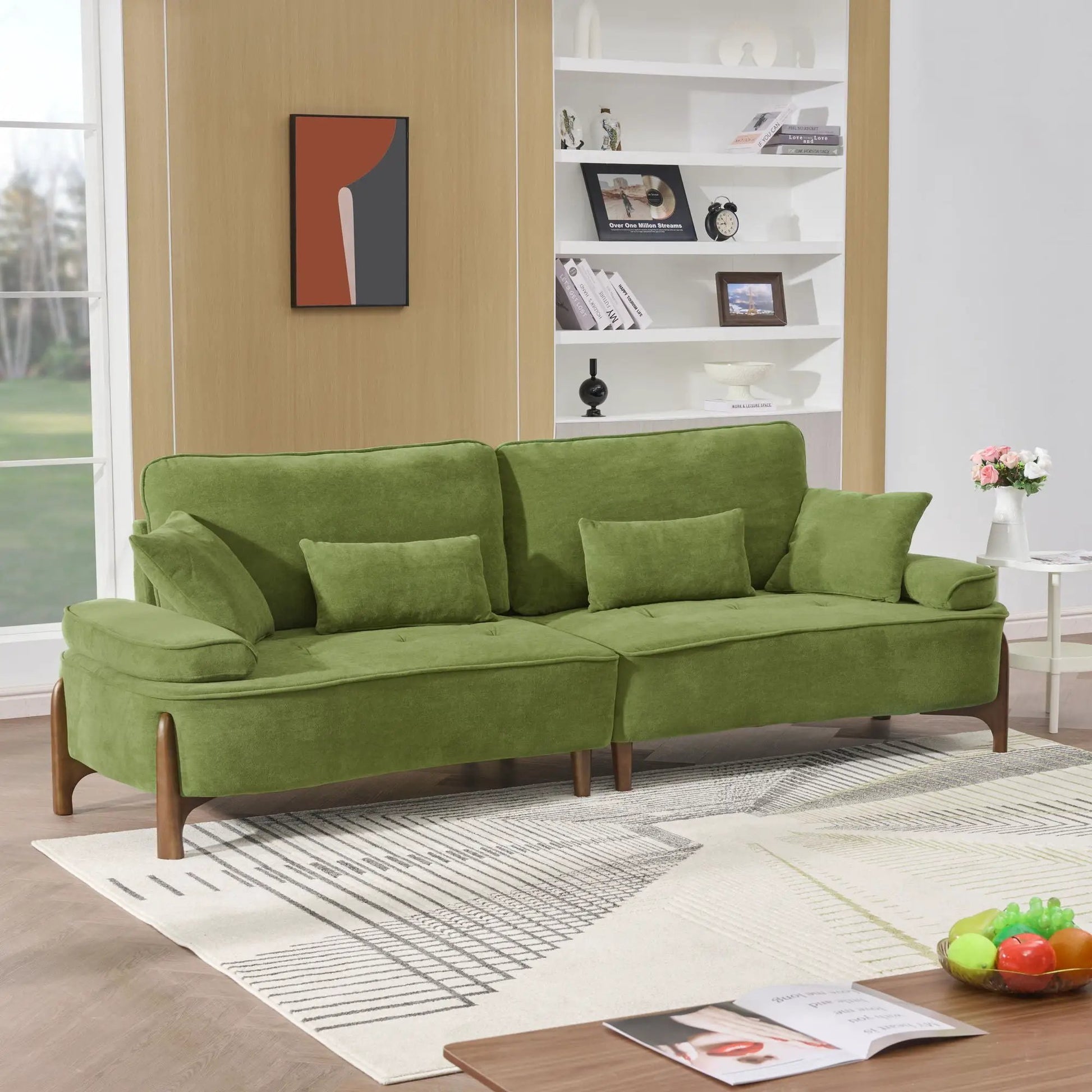 Comfortable Deep Seated Sofa With Pillows sofa in green with legs Unique Piece Furniture on Tampa Home & Garden Store