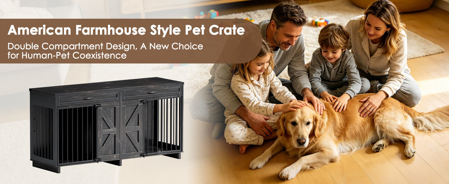 Dog Crate Furniture TV Stand, HouseOfZazla, black farmhouse design on Tampa Home & Garden Store