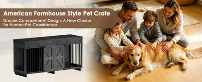 Dog Crate Furniture TV Stand, HouseOfZazla, black farmhouse design on Tampa Home & Garden Store